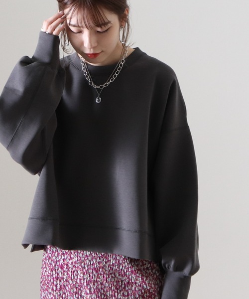 Cheek(チーク)の「ボンディングショート丈プルオーバー(スウェット・レディース・アイボリー/ブラウン/チャコールグレー・MEDIUM)」の6枚目の写真