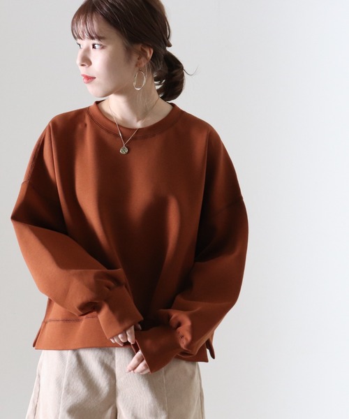 Cheek(チーク)の「ボンディングショート丈プルオーバー(スウェット・レディース・アイボリー/ブラウン/チャコールグレー・MEDIUM)」の10枚目の写真