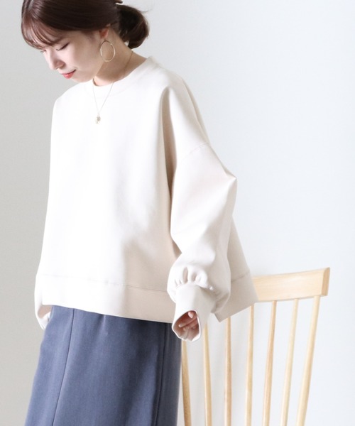 Cheek(チーク)の「ボンディングショート丈プルオーバー(スウェット・レディース・アイボリー/ブラウン/チャコールグレー・MEDIUM)」の4枚目の写真