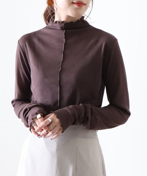 Cheek(チーク)の「シアーメローTOPS(Tシャツ/カットソー・レディース・アイボリー/ブラウン/ブルー/オレンジ・MEDIUM)」の3枚目の写真