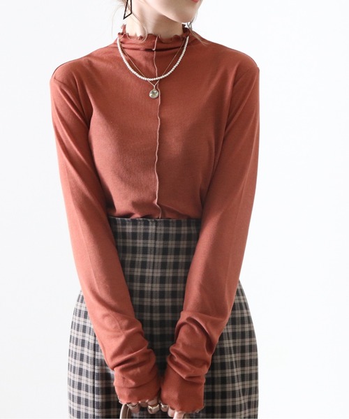 Cheek(チーク)の「シアーメローTOPS(Tシャツ/カットソー・レディース・アイボリー/ブラウン/ブルー/オレンジ・MEDIUM)」の4枚目の写真