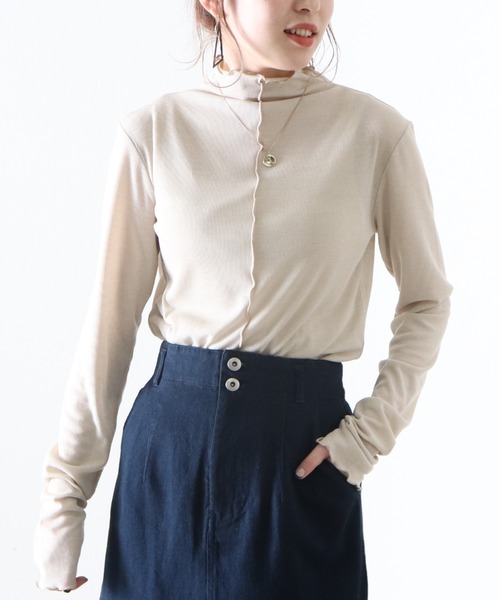 Cheek(チーク)の「シアーメローTOPS(Tシャツ/カットソー・レディース・アイボリー/ブラウン/ブルー/オレンジ・MEDIUM)」の2枚目の写真