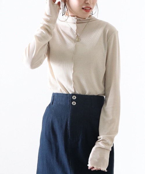 Cheek(チーク)の「シアーメローTOPS(Tシャツ/カットソー・レディース・アイボリー/ブラウン/ブルー/オレンジ・MEDIUM)」の14枚目の写真