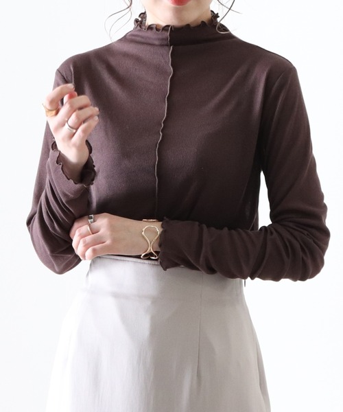 Cheek(チーク)の「シアーメローTOPS(Tシャツ/カットソー・レディース・アイボリー/ブラウン/ブルー/オレンジ・MEDIUM)」の5枚目の写真