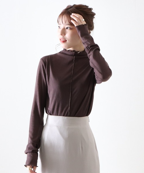 Cheek(チーク)の「シアーメローTOPS(Tシャツ/カットソー・レディース・アイボリー/ブラウン/ブルー/オレンジ・MEDIUM)」の20枚目の写真