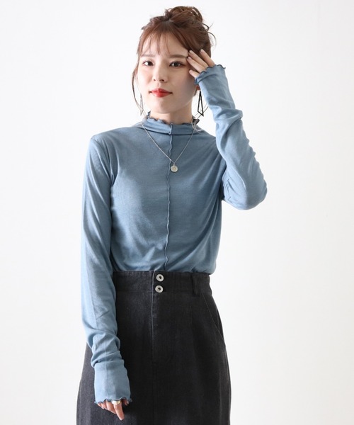 Cheek(チーク)の「シアーメローTOPS(Tシャツ/カットソー・レディース・アイボリー/ブラウン/ブルー/オレンジ・MEDIUM)」の16枚目の写真