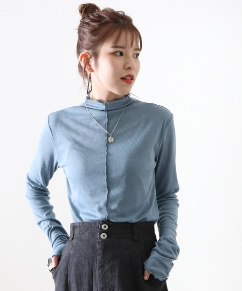 Cheek(チーク)の「シアーメローTOPS(Tシャツ/カットソー・レディース・アイボリー/ブラウン/ブルー/オレンジ・MEDIUM)」の7枚目の写真