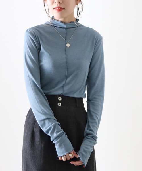 Cheek(チーク)の「シアーメローTOPS(Tシャツ/カットソー・レディース・アイボリー/ブラウン/ブルー/オレンジ・MEDIUM)」の12枚目の写真