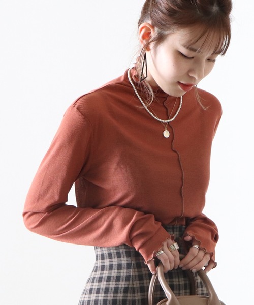 Cheek(チーク)の「シアーメローTOPS(Tシャツ/カットソー・レディース・アイボリー/ブラウン/ブルー/オレンジ・MEDIUM)」の8枚目の写真