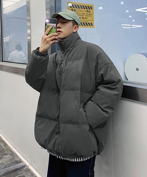 NOWLE（ノウル）の「【NOWLE】無地 シンプル スタンドカラー 中綿 ジャケット（ダウンジャケット/コート・メンズ・ブラック/オレンジ/ブルー/オフホワイト/グレー/コーラル/ライトグレー/ライトグリーン/ライトブルー/ライトピンク・X-LARGE/MEDIUM/LARGE）」の4枚目の写真