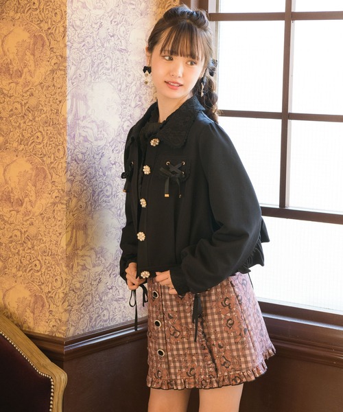★美品★ ROJITA レースアップバックフリルブルゾン ★ ロジータ ROJITA レースアップバックフリルブルゾン （ピンク