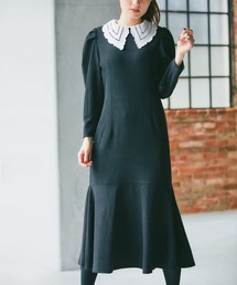 tocco closet | 取り外し可能な襟付きマーメイドラインニットソーワンピース(ワンピース)