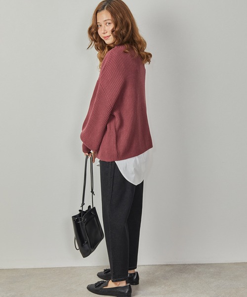 Amourire（アムリール）の「ハイネック畦PO+シャツテールSET（ニット/セーター・レディース・ダークグレー/ピンク/ブルー/モカ・M）」の15枚目の写真