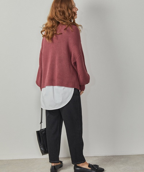 Amourire（アムリール）の「ハイネック畦PO+シャツテールSET（ニット/セーター・レディース・ダークグレー/ピンク/ブルー/モカ・M）」の20枚目の写真