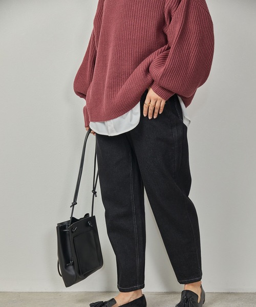 Amourire（アムリール）の「ハイネック畦PO+シャツテールSET（ニット/セーター・レディース・ダークグレー/ピンク/ブルー/モカ・M）」の10枚目の写真