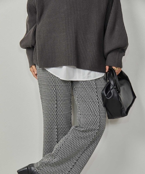 Amourire（アムリール）の「ハイネック畦PO+シャツテールSET（ニット/セーター・レディース・ダークグレー/ピンク/ブルー/モカ・M）」の8枚目の写真