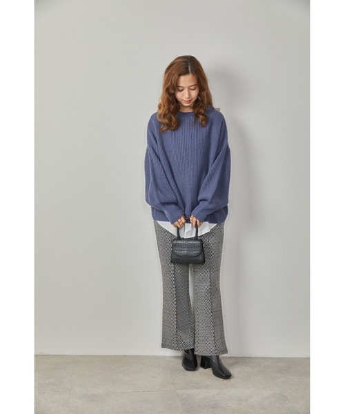 Amourire（アムリール）の「ハイネック畦PO+シャツテールSET（ニット/セーター・レディース・ダークグレー/ピンク/ブルー/モカ・M）」の9枚目の写真