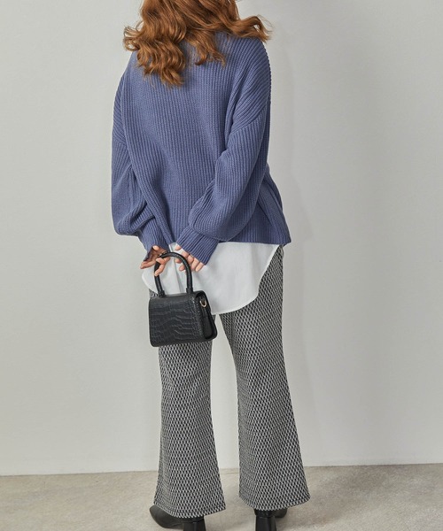 Amourire（アムリール）の「ハイネック畦PO+シャツテールSET（ニット/セーター・レディース・ダークグレー/ピンク/ブルー/モカ・M）」の22枚目の写真