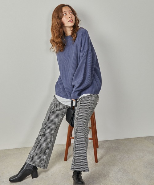 Amourire（アムリール）の「ハイネック畦PO+シャツテールSET（ニット/セーター・レディース・ダークグレー/ピンク/ブルー/モカ・M）」の12枚目の写真