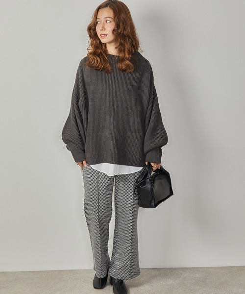 Amourire（アムリール）の「ハイネック畦PO+シャツテールSET（ニット/セーター・レディース・ダークグレー/ピンク/ブルー/モカ・M）」の21枚目の写真