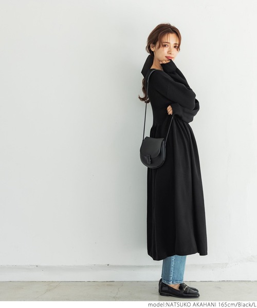 coca（coca）（コカ）の「バルーンスリーブニットワンピース（ワンピース・レディース・ブラック・M/L）」の8枚目の写真