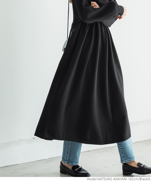 coca（coca）（コカ）の「バルーンスリーブニットワンピース（ワンピース・レディース・ブラック・M/L）」の3枚目の写真