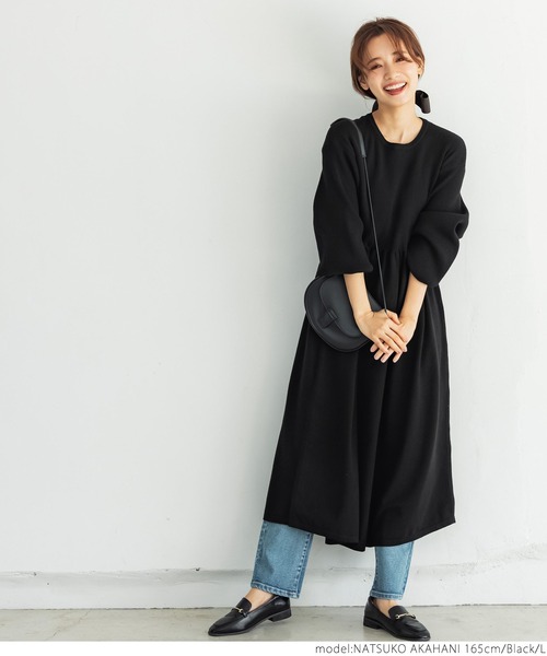 coca（coca）（コカ）の「バルーンスリーブニットワンピース（ワンピース・レディース・ブラック・M/L）」の10枚目の写真