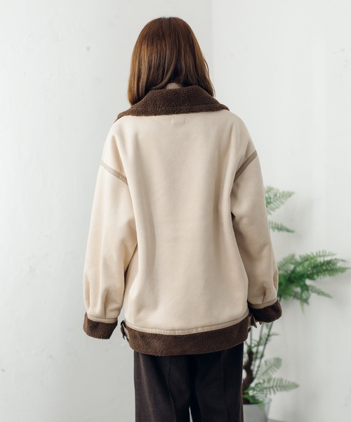 fupel（フぺル）の「ボアフェイクムートンフライトジャケット（ブルゾン・レディース・ブラウン系その他/グレイッシュベージュ・SMALL/MEDIUM）」の20枚目の写真