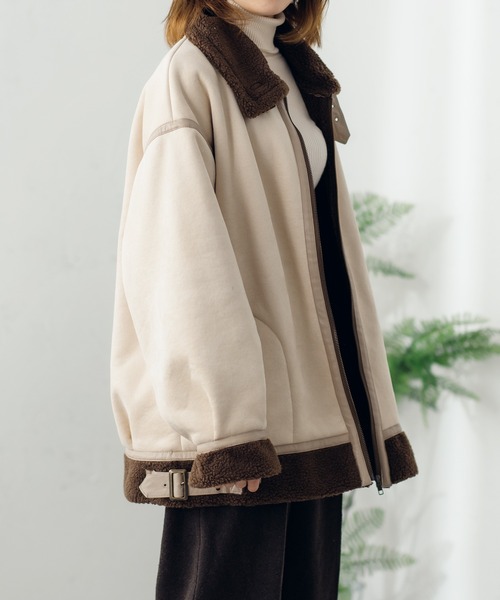 fupel（フぺル）の「ボアフェイクムートンフライトジャケット（ブルゾン・レディース・ブラウン系その他/グレイッシュベージュ・SMALL/MEDIUM）」の18枚目の写真