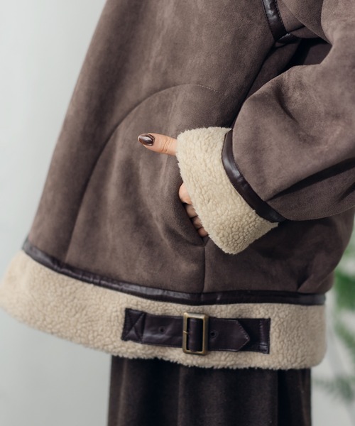 fupel（フぺル）の「ボアフェイクムートンフライトジャケット（ブルゾン・レディース・ブラウン系その他/グレイッシュベージュ・SMALL/MEDIUM）」の16枚目の写真