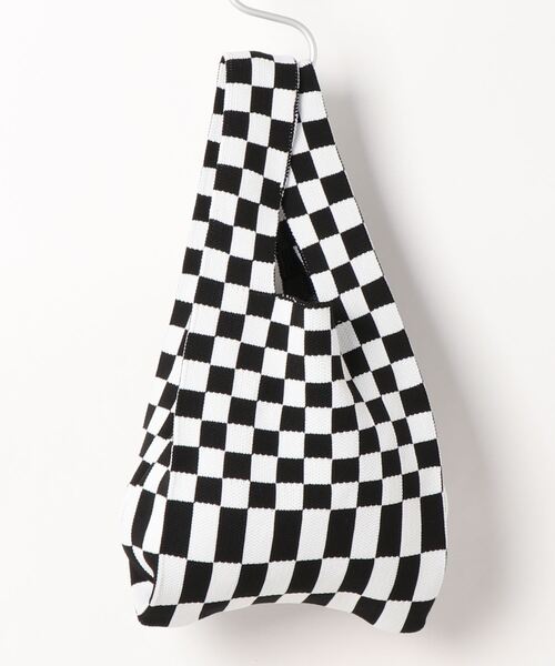 Port(ポート)の「ブロックチェック ニット トートバッグ #(トートバッグ・レディース・グリーン×ピンク/ホワイト×ブラック/ホワイト×グリーン・FREE)」の4枚目の写真