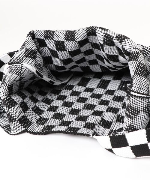 Port(ポート)の「ブロックチェック ニット トートバッグ #(トートバッグ・レディース・グリーン×ピンク/ホワイト×ブラック/ホワイト×グリーン・FREE)」の7枚目の写真