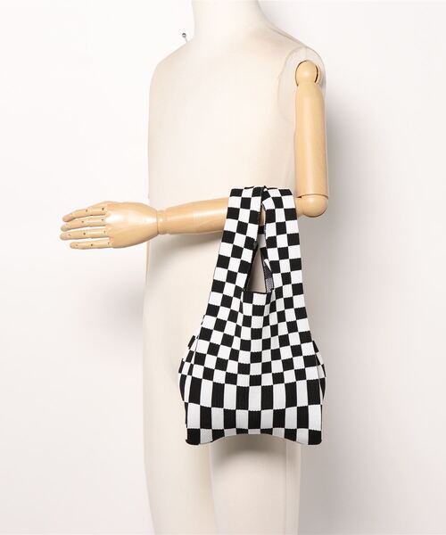 Port(ポート)の「ブロックチェック ニット トートバッグ #(トートバッグ・レディース・グリーン×ピンク/ホワイト×ブラック/ホワイト×グリーン・FREE)」の6枚目の写真