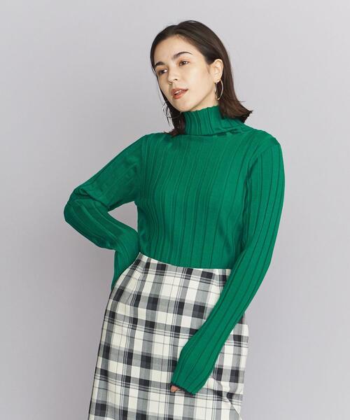 BEAUTY&YOUTH UNITED ARROWS(ビューティーアンドユースユナイテッドアローズ)の「BY ワイドリブ ハイネック プルオーバー -ウォッシャブル-(ニット/セーター・レディース・ダークブラウン/ナチュラル/ケリー/ブラック・FREE)」の4枚目の写真