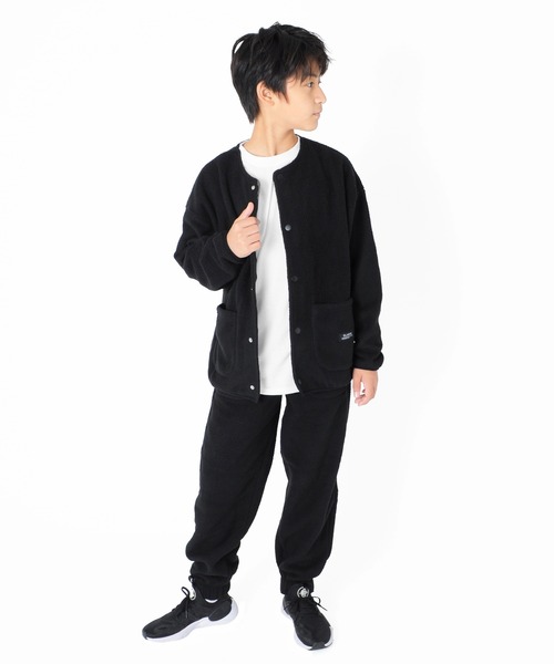 GLAZOS（グラソス）の「【セットアイテム】ボアフリース・カーディガン＋イージーパンツ（カーディガン/ボレロ・キッズ・ブラック/ベージュ/カーキ・130cm/140cm/150cm/160cm/170cm）」の2枚目の写真