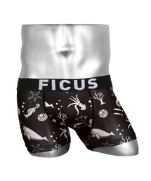 FICUS（フィークス）の「FICUS/フィークス ボクサーパンツ メンズ アンダーウェア 下着 アニマル柄 動物 ロゴ クジラ イカ（ボクサーパンツ）」