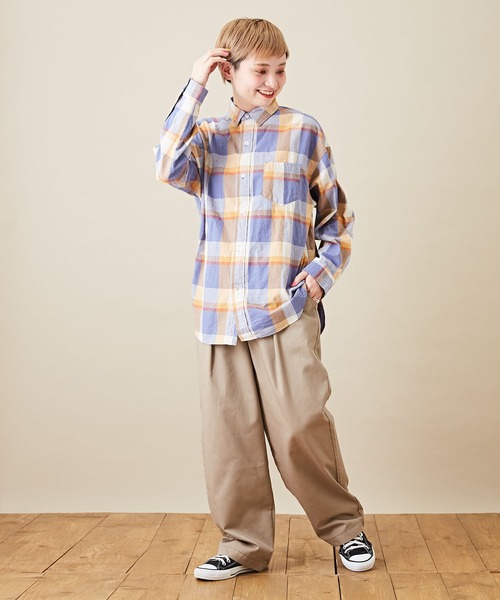 CUBE SUGAR（キューブシュガー）の「ツイル ウエストゴム 無地 タックパンツ（その他パンツ・レディース・ライトグレー/ブラック/ベージュ/グリーン・M）」の18枚目の写真