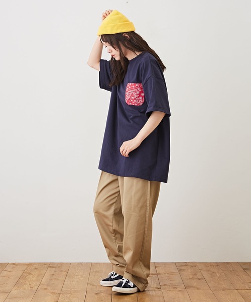 CUBE SUGAR（キューブシュガー）の「ツイル ウエストゴム 無地 タックパンツ（その他パンツ・レディース・ライトグレー/ブラック/ベージュ/グリーン・M）」の20枚目の写真