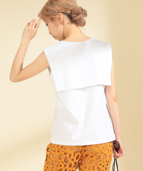 Ray BEAMS(レイビームス)の「Ray BEAMS / セーラーカラー ノースリーブ トップス(Tシャツ/カットソー・レディース・ホワイト/ブラック・ONE SIZE)」の12枚目の写真