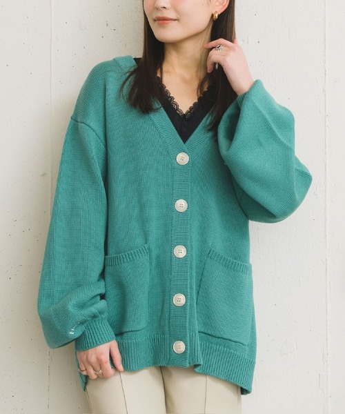 RETRO GIRL(レトロガール)の「ロゴ刺繍BIGVネックカーデ(テーラードジャケット・レディース・イエロー/グリーン/オフホワイト・FREE)」の2枚目の写真