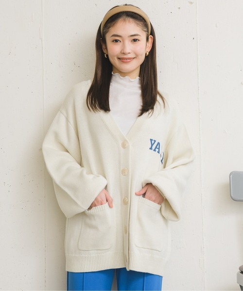 RETRO GIRL(レトロガール)の「ロゴ刺繍BIGVネックカーデ(テーラードジャケット・レディース・イエロー/グリーン/オフホワイト・FREE)」の7枚目の写真
