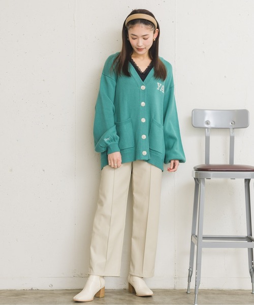 RETRO GIRL(レトロガール)の「ロゴ刺繍BIGVネックカーデ(テーラードジャケット・レディース・イエロー/グリーン/オフホワイト・FREE)」の16枚目の写真