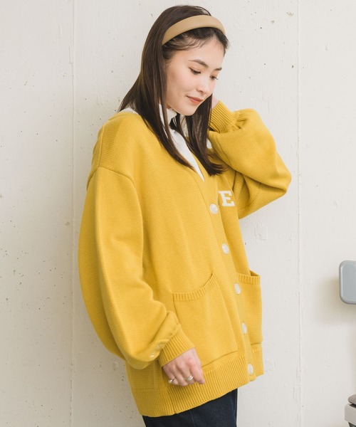 RETRO GIRL(レトロガール)の「ロゴ刺繍BIGVネックカーデ(テーラードジャケット・レディース・イエロー/グリーン/オフホワイト・FREE)」の13枚目の写真