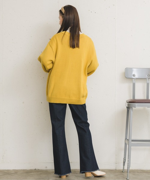 RETRO GIRL(レトロガール)の「ロゴ刺繍BIGVネックカーデ(テーラードジャケット・レディース・イエロー/グリーン/オフホワイト・FREE)」の17枚目の写真