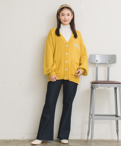 RETRO GIRL(レトロガール)の「ロゴ刺繍BIGVネックカーデ(テーラードジャケット・レディース・イエロー/グリーン/オフホワイト・FREE)」の10枚目の写真