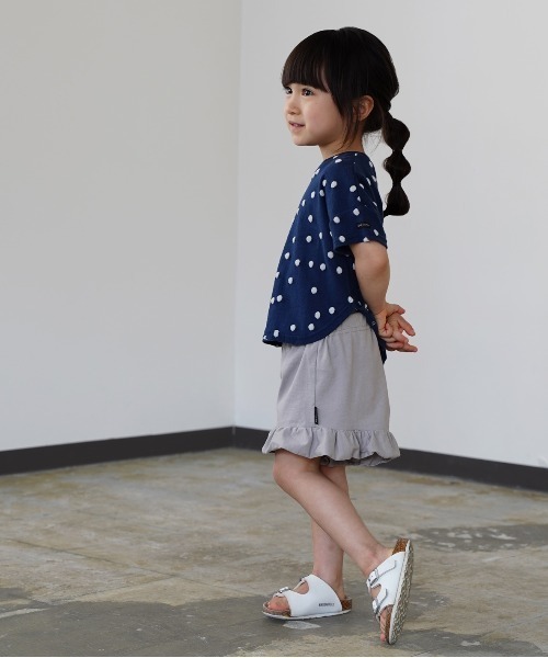 quoti use fith（クゥオティ　ユース　フィス）の「ポコポコドットジャガード 半袖 ラウンドTシャツ（Tシャツ/カットソー・キッズ・オレンジ/ホワイト/ネイビー・90/110/80/120/130/100）」の2枚目の写真