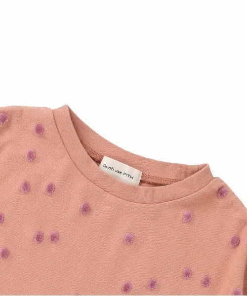 quoti use fith（クゥオティ　ユース　フィス）の「ポコポコドットジャガード 半袖 ラウンドTシャツ（Tシャツ/カットソー・キッズ・オレンジ/ホワイト/ネイビー・90/110/80/120/130/100）」の15枚目の写真