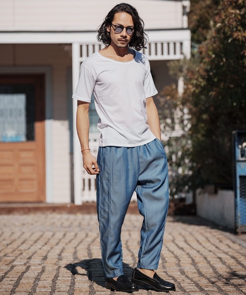 CAMBIO（カンビオ）の「mt7706-カットオフUネック半袖カットソー（Tシャツ/カットソー・メンズ・モカ/ブラック/ホワイト/グレー/ネイビー・S/M/L）」の6枚目の写真