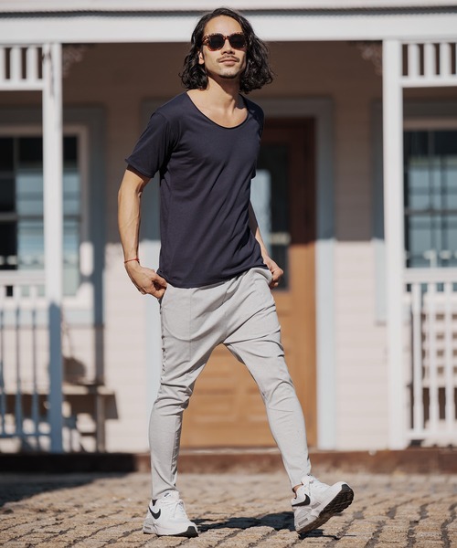 CAMBIO（カンビオ）の「mt7706-カットオフUネック半袖カットソー（Tシャツ/カットソー・メンズ・モカ/ブラック/ホワイト/グレー/ネイビー・S/M/L）」の16枚目の写真