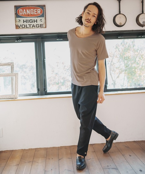 CAMBIO（カンビオ）の「mt7706-カットオフUネック半袖カットソー（Tシャツ/カットソー・メンズ・モカ/ブラック/ホワイト/グレー/ネイビー・S/M/L）」の20枚目の写真